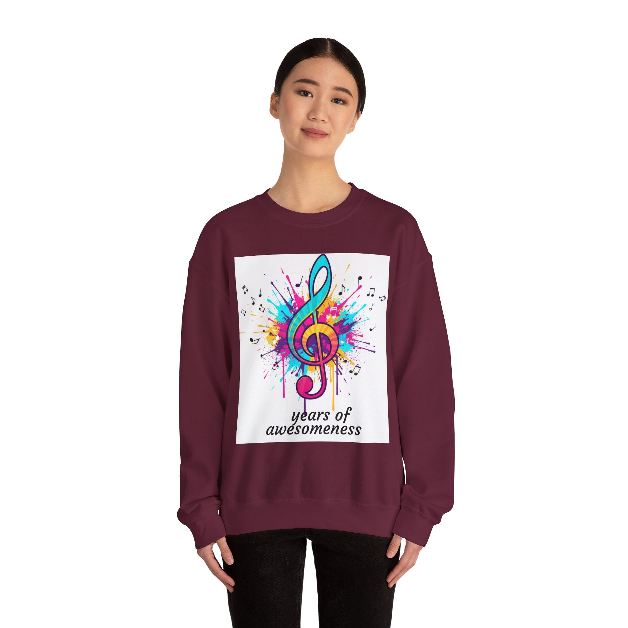 Graphic Sweatshirt — "Authentique Since Born of Not Giving a Damn" Colorful Back Print