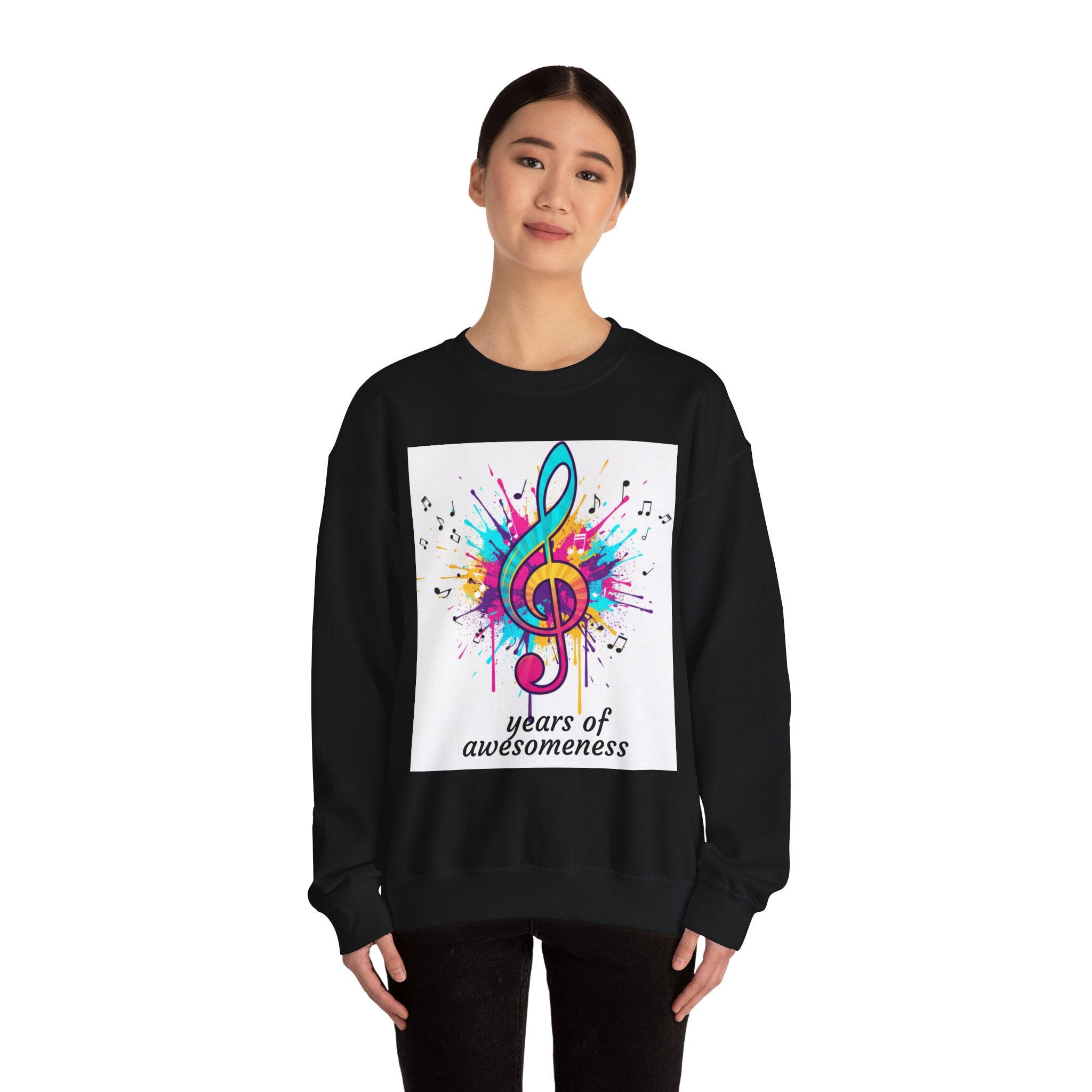 Graphic Sweatshirt — "Authentique Since Born of Not Giving a Damn" Colorful Back Print